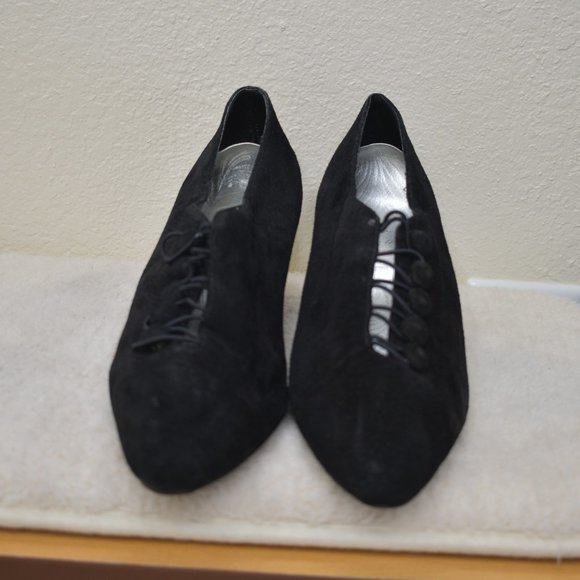 Vintage Rush Hour Black Velvet Kitten Heel Shoes - Picture 3 of 7